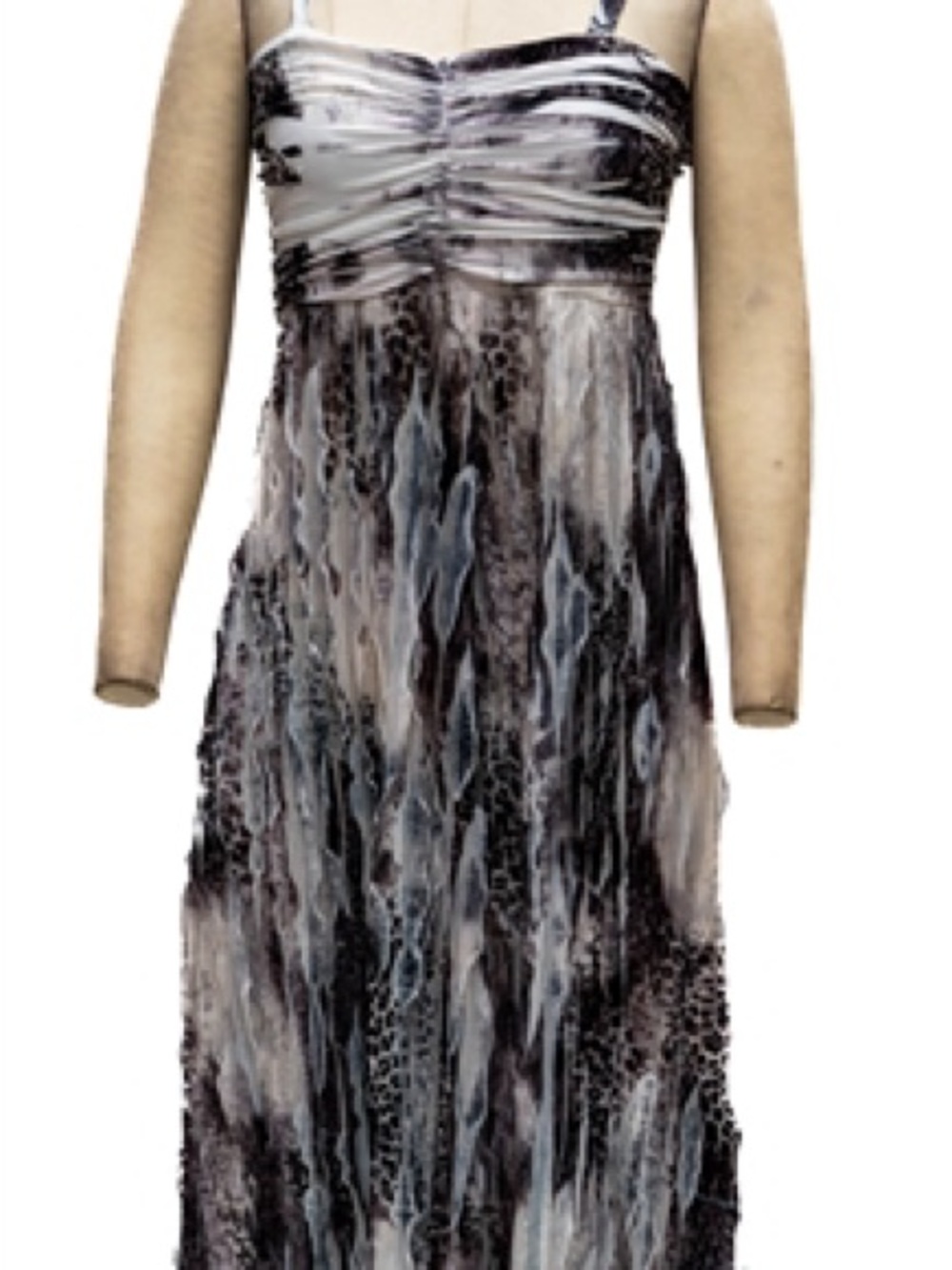 Strapless Black & White Printed Maxi Dress